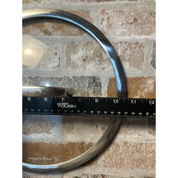 Pampered Chef 10.5 Inch Tempered Glass Replacement Lid Stainless Steel Rim Handl - Picture 3 of 4